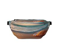 Ocean Fanny Pack for Women Man,Sunset at The Beach Waves Waist Belt Bag Crossbody for Sports Travel Hiking Running Jogging