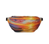 Ocean Fanny Pack for Women Man,Sunset at The Beach Waves Waist Belt Bag Crossbody for Sports Travel Hiking Running Jogging