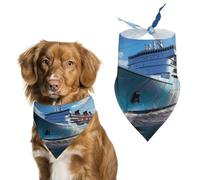 Ocean Ferry Boat Dog Bandanas Soft Cute Triangle Larges Scarfs for Pets Kerchief Print Pet Handkerchiefs for Small Medium Large Dogs Puppy Cats