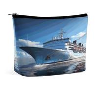 Ocean Ferry Boat Makeup Bag Portable Travel Makeup Pouch Cosmetic Bags Zipper Bag Small Toiletry Pouch for Women