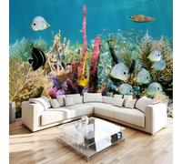 Ocean Fish Photo Wallpaper 144"x100" Coral Fish 3D Effect Panoramic Wall Murals Non-Woven Wall Paper for Bedroom Living Room TV Backdrop,Easy to Install W-96