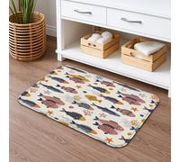 Ocean Fish Quick Dry Bath Mat, Colorful Marine Life Absorbent Non Slip Shower Mat, Summer Coastal Flannel Washable Bath Rugs for Bathroom Toilet Restroom Decorative 16x24 Inch