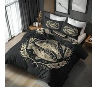 Ocean Fish Single Bed Duvet Cover Set 2 Piece with 1 Pillowcase, Sea Fish Nautical Patterned Bedroom Decor Bedding, Soft Microfibre Quilt Cover with Zip WZ-37
