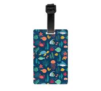 Ocean Fish Turtle Jellyfish Print Waterproof Luggage Tags Cruise Ships Travel Essentials Backpack Suitcases Labels