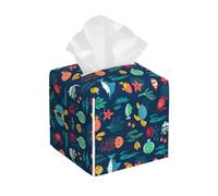 Ocean Fish Turtle Jellyfish Tissue Box Cover Square, Tissue Box Cover Holder Square Tissue Cube Cover Pu Leather