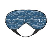 Ocean Fishes Night Mask Soft Reversible Eye Cover Adjustable Strap Light Blocking Comfortable Rest