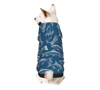Ocean Fishes Print Dog Hoodie Sweatshirt For Small Dogs, Warm, Soft And Breathable Pet Clothes, Easy To Wear Jumper For Winter And Fall Warm