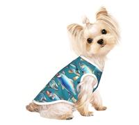 Ocean Fishes Print Dog Lightweight Shirt,Summer Cool Breathable Dog T-Shirts,Pet Sleeveless Stretchy Clothes