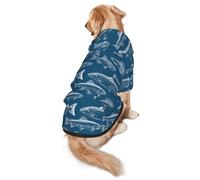 Ocean Fishes Print Soft Dog Hoodie For Medium To Large Dogs, Warm And Breathable Winter Pet Sweatshirt, Easy To Wear Jumper For Cold Weather