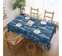 Ocean Fishes print Tablecloth, Square lace farmhouse tablecloth, for indoor and outdoor dining