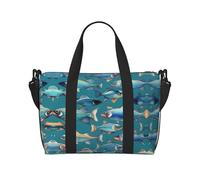 Ocean Fishes print Travel Duffel Bag,workout duffel bag, overnight shoulder Bag,Weekender Bag for Women Men, Black, One Size