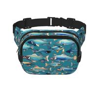Ocean Fishes print Womens Fanny Pack Everyday Hip Pouch Waist Bag for Travel Outdoor Running Hunting for Adult, Black, One Size