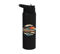 Ocean Freedom Pirate Ship Waves Stainless Steel Insulated Water Bottle