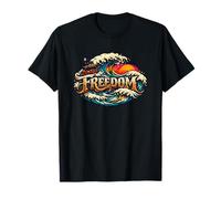 Ocean Freedom Pirate Ship Waves T-Shirt