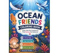 Ocean Friends Colouring Book: Color Cute Sea Creatures & Find Sammy the Seahorse! 50 Cute Pages • Single-Sided • Large 8.5" × 11" Pages • Perfect for Ages 4-8 (HoneyJun Hidden Friends Coloring Books)