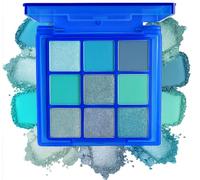 Ocean Glow 9-Color Eyeshadow Palette with Matte & Shimmer Finishes - Long-Lasting Vibrant Blue Teal Shades for Day to Night Makeup Looks in Portable Travel-Friendly Compact Case