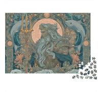 Ocean God with Trident -1 Jigsaw Puzzles Puzzle for Adults Kids. 1000 Piece Whimsical Challenge Toy Educational Game Home Decoration for Adults& Kids Age 14 Years Up 52x38cm/1000pcs