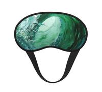 Ocean Green Wave Surf Print Fashion Sleep Eye Mask for Men Women, 100% Blackout Eye Mask, Soft Covering Strong Light, Suitable for Travel/Yoga/Nap