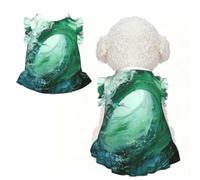 Ocean Green Wave Surf Print Pet Breathable Sleeveless Skirt M