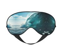 Ocean Green Wave Surf Print Sleep Mask, Soft Breathable Eye Cover for Travel, Shift Work & Meditation