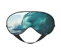 Ocean Green Wave Surf Print Sleep Mask,Soft Eye Mask with Adjustable Strap for Sleeping, Travel and Relaxation