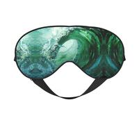 Ocean Green Wave Surf Print Soft Eye Mask - Comfortable Sleep, Elastic Nighttime Shade, Eye Covers for Travel, Meditation