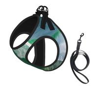 Ocean Green Wave Surf With The Shore Print Dog Harness Adjustable Walk Puppy Harnesses Leash Clips Pet Harnesses Training Pet Vest