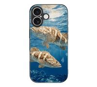 Ocean Grouper Fish Seabed Phone Case Compatible with iPhone 17 Air Pro Max Glass Protective Cover with Hanging Hole
