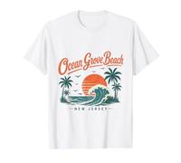 Ocean Grove Beach New Jersey Sunset Wave Value Graphic T-Shirt, Men, White, M