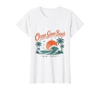 Ocean Grove Beach New Jersey Sunset Wave Value Graphic T-Shirt, Women, White, L