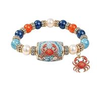 Ocean Guardian Collection Bracelet, Sea Animal Charm Beaded Bracelet, Handmade Stretch Beach Bracelets with Turtle Dolphin Whale Octopus Charms, A Timeless Tribute To The Ocean Spirit (01)