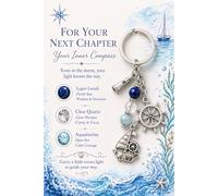 Ocean Guidance Sail Your Way Keychain with Lapis Lazuli, Clear Quartz & Aquamarine - Inspirational Nautical Compass Keychain for New Beginnings, Graduation Gifts, Encouragement Gifts for Women Men