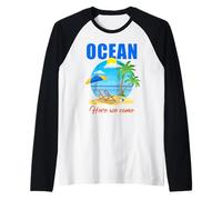 Ocean Here We Come - Family & Couples Summer Vacation Trip Raglan Baseball Tee