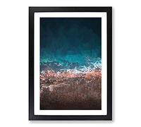 Ocean Hitting Rock in Australia in Abstract Framed Print | A2 Black Framed Wall Art | Ready to Hang | Abstract Nautical Picture | Living Room Bedroom Lounge Office