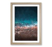 Ocean Hitting Rock in Australia in Abstract Framed Print | A2 Oak Framed Wall Art | Ready to Hang | Abstract Nautical Picture | Living Room Bedroom Lounge Office