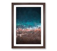 Ocean Hitting Rock in Australia in Abstract Framed Print | A2 Walnut Framed Wall Art | Ready to Hang | Abstract Nautical Picture | Living Room Bedroom Lounge Office