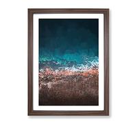 Ocean Hitting Rock In Australia In Abstract Modern Framed Print | A4 Walnut Framed Wall Art | Ready to Hang | Abstract Nautical Picture | Living Room Bedroom Lounge Office