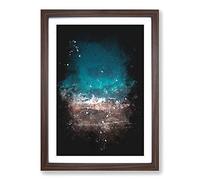 Ocean Hitting Rock in Australia Paint Splash Framed Print | A2 Walnut Framed Wall Art | Ready to Hang | Modern Nautical Picture | Living Room Bedroom Lounge Office