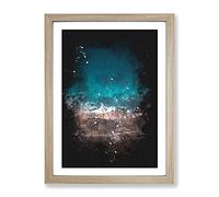 Ocean Hitting Rock In Australia Paint Splash Modern Framed Print | A3 Oak Framed Wall Art | Ready to Hang | Modern Nautical Picture | Living Room Bedroom Lounge Office