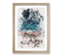 Ocean Hitting Rock in Australia Watercolour Framed Print | A2 Oak Framed Wall Art | Ready to Hang | Modern Nautical Picture | Living Room Bedroom Lounge Office