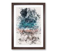 Ocean Hitting Rock in Australia Watercolour Framed Print | A2 Walnut Framed Wall Art | Ready to Hang | Modern Nautical Picture | Living Room Bedroom Lounge Office
