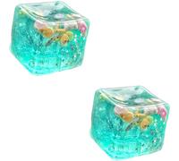 Ocean Ice Cube Squishy - Glitter Beach Squishies with Floating Shells, Slow-Rise Sensory Toy for Stress Relief, Kids & Adults, Pocket-Sized Ocean Cube Squishies (Ocean 2 ps)