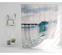 Ocean ideal wave in ocean. Breaking blue waves Designer Shower Curtain Benjamin Tate Design Natural One Size