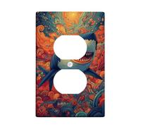 Ocean Inspired Light Switch Cover Plates/Outlet Covers, Blue Shark Design for Nautical Decor, Thermoplastic Wall Plates, Standard Size Single Duplex Outlet