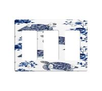 Ocean-inspired Turtle Light Switch Cover Plates/Outlet Covers, Navy Blue Sea Turtles for Coastal Decor, Thermoplastic Wall Plates, Standard Size 3 Gang Wall Plate