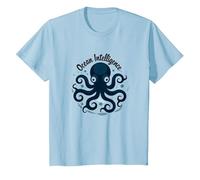 Ocean Intelligence Octopus Art Sea Life T-Shirt, Kids, Baby Blue, 12 Years