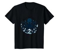 Ocean Intelligence Octopus Art Sea Life T-Shirt, Kids, Black, 8 Years