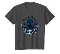 Ocean Intelligence Octopus Art Sea Life T-Shirt, Kids, Dark Heather Grey, 3 Years