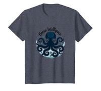 Ocean Intelligence Octopus Art Sea Life T-Shirt, Kids, Heather Blue, 2 Years