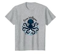 Ocean Intelligence Octopus Art Sea Life T-Shirt, Kids, Heather Grey, 4 Years